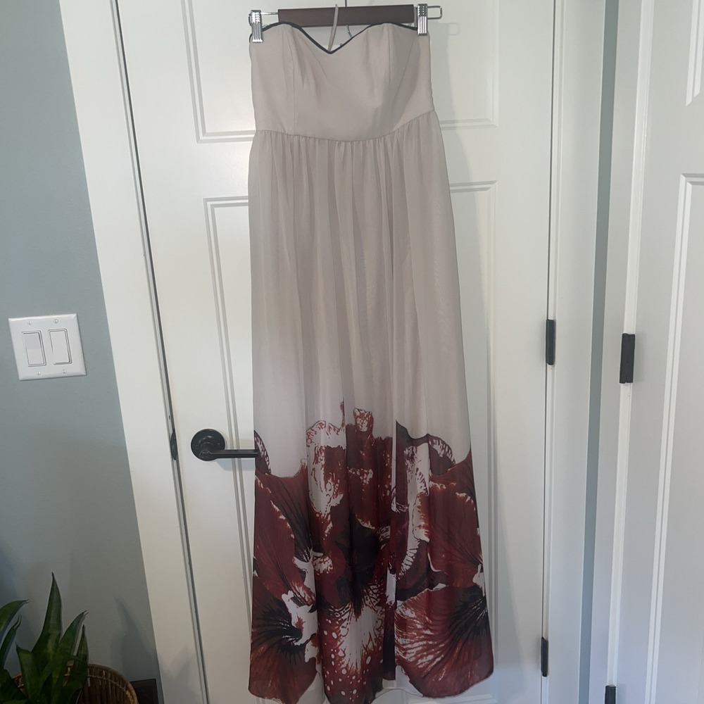 FREE PEOPLE Ophelia Abstract Floral Printed Strapless‎ Maxi $400 Dress Sz 6